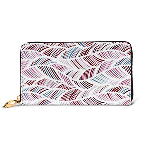 Preisvergleich Produktbild JHGFG Mode Handtasche Reißverschluss Brieftasche Federige Blatt Textur Hintergrund Telefon Kupplung Geldbörse Abendkupplung Blockieren Leder Brieftasche Multi Card Organizer