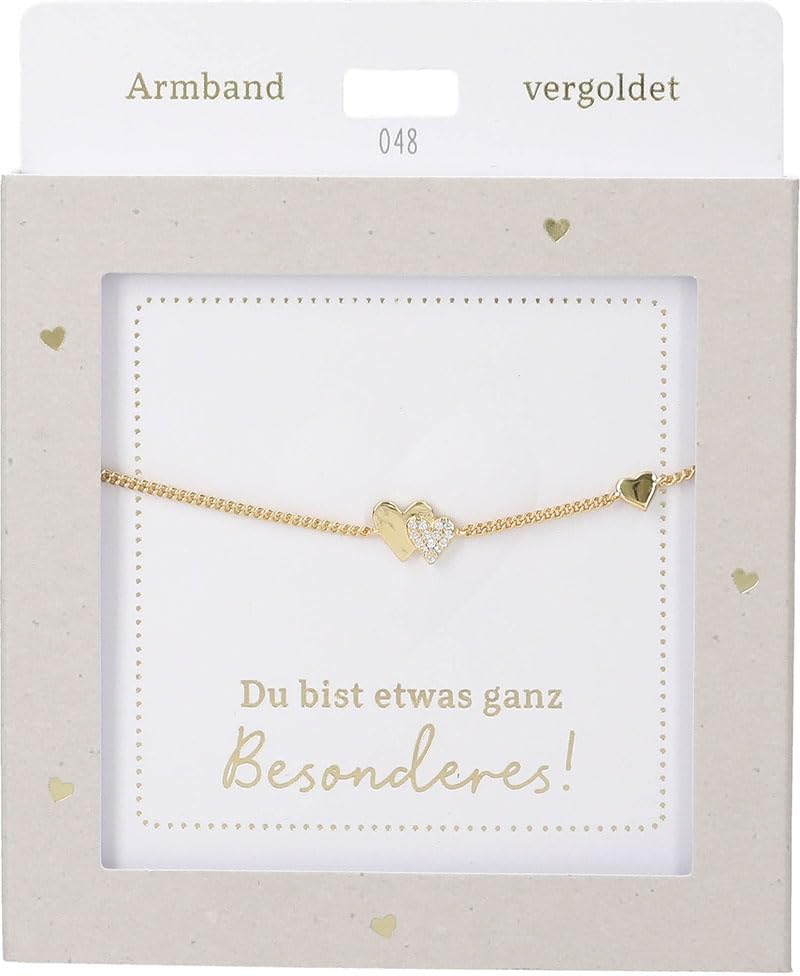 Pulsera de oro con brillantes Depesche 13896, joyería fina con colgante de dos corazones unidos