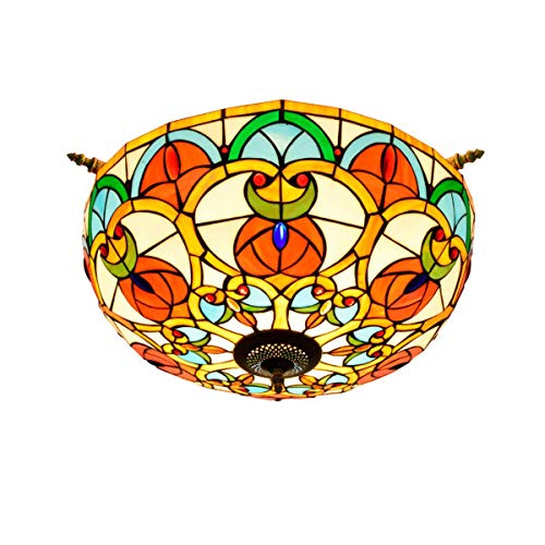 Vintage Barock Design Deckenleuchten Stil Handgefertigte Glasmalerei Deckenleuchte Leuchte Für Schlafzimmer Wohnzimmer Cafe 19 6-Zoll A.
