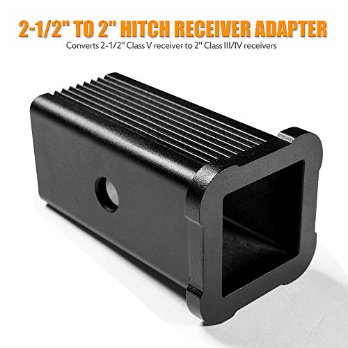 Snowyfox Heavy Duty Hitch Receiver Reducer 2-1/2 (Class V) To 2 Inches (Class Iii And Iv) Hitch Adapter Convertor Towing Mount Sleeve Extender For Bike Rack Cargo Carrier #TOP1