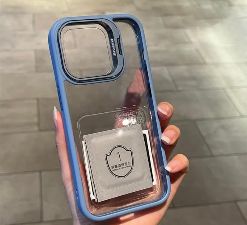 Image of Hybrid Back Cover Case Compatible for iPhone 13 | Built-in Stand | Shockproof Hard Case Cover Compatible for iPhone 13 PC & TPU (Sierra Blue)