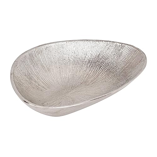 EGLO LIVING Dekoschale Forleyet, elegante Schale zum Dekorieren, Dekoteller handmade mit feinen Rillen, Metallteller aus Aluminium in Nickel-Optik, 24,5 x 17,5 cm EGLO LIVING Dekoschale Forleyet, elegante Schale zum Dekorieren, Dekoteller handmade mit feinen Rillen, Metallteller aus Aluminium in Nickel-Optik, 24,5 x 17,5 cm