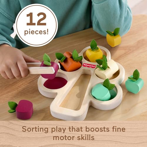 Image of Fisher-Price Wood Montessori Sorting Tree Learning Activity, Ages 3+ Years | Wooden Puzzle + Expert Play Tips, American Montessori Society Seal of Excellence, Preschool Kids (Amazon Exclusive)