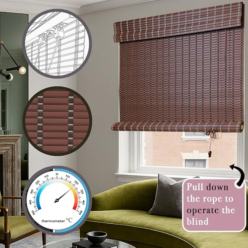 Image of Light Filtering & Cooling PVC Exterior & Interior Window Blind for Balcony and Outdoor Area - Sun Shade, Heat Reducing, Rain Resistant Choclate Brown (4 Feet Width X 7 Feet Height)