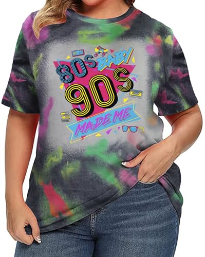 80s Baby 90s Made Me Shirt: Women Plus Size 90s Outfits Shirts Retro 80's Nostalgia Tshirt2
