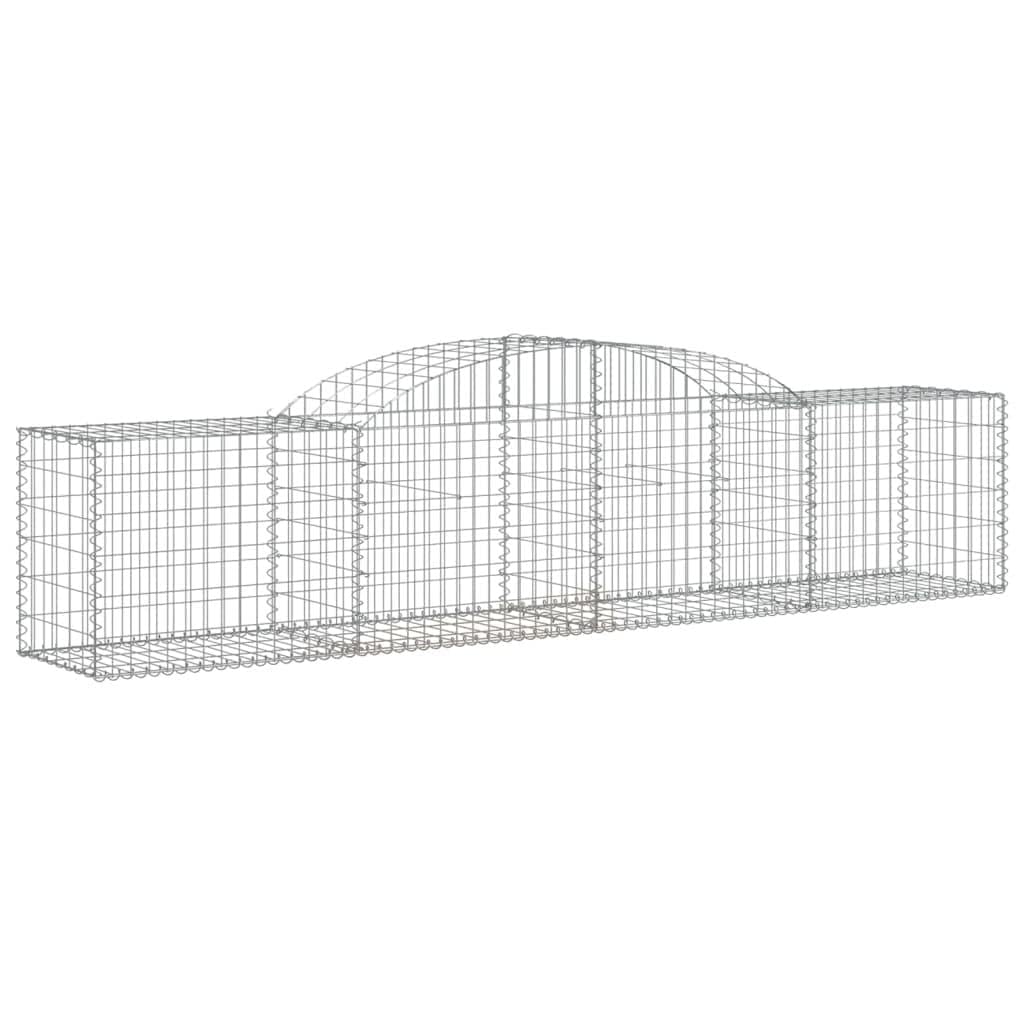 Cestas de gaviones con arco alto, 2 unidades, 300 x 50 x 60/80 cm, hierro galvanizado, para barrera de jardín y protección visual, decoración de pared de gaviones estable