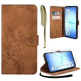 AROYI Lederhülle Kompatibel mit Samsung Galaxy A17 5G/A26 5G Hülle & Schutzfolie, Flip Wallet Handyhülle PU Leder Hülle Schutzhülle Kompatibel mit Samsung Galaxy A17 5G/A26 5G Braun
