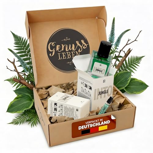 Genussleben Duft Box Eau de Parfum INTO Jungle Man DOPPELPACK 50ml Herren Parfüm mit Duftprobe Geschenkbox für Männer Frischer maskuliner Duft
