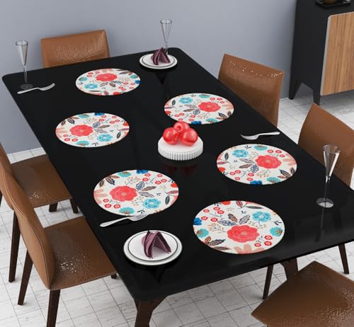 Image of LaVichitra Cotton Table Placemat | Dining Table Mat | Bed Side Table Mat | Cotton Round Shape Placemats | Washable PlaceMat for Shelves & Plant Pots - Pack of 6, Floral Print