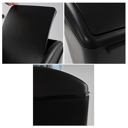 Miniatura 3 de Cubo de basura de plástico con tapa oscilante, cubo de basura de 16 litros, negro, F