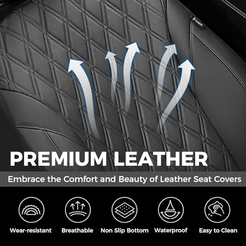 Image of FLORICH Car Seat Covers Front Seat, Leather Seat Covers for Cars Breathable, Car Seat Protector Waterproof, Universal Automotive Seat Covers, Front Car Seat Cover Fit for Most Sedans SUV Pick-up Truck