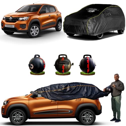 Image of CARBLAZER Portable & Semi-Automatic Full Body Car Covers: Heavy Duty Device| Anti-Theft| Dust & Scratch Proof | Water & Wind Resistant|Custom Fit| Dual-Side Cover, Compatible for Renault Kwid