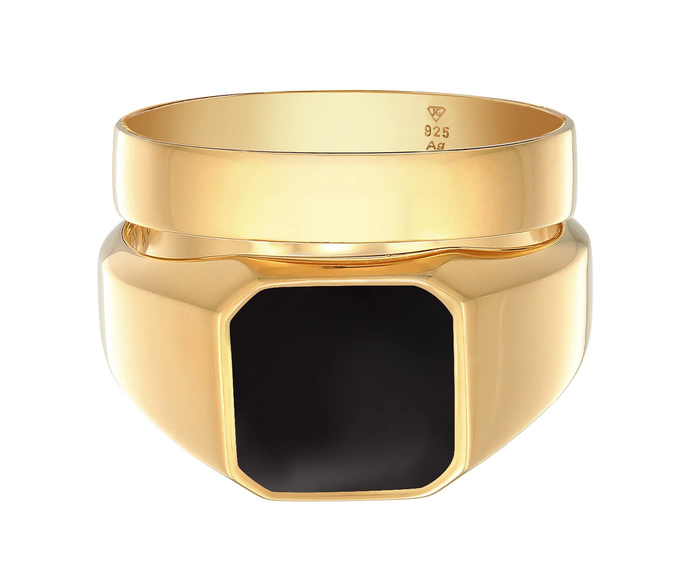 Kuzzoi Anillo de plata de ley 925, 2 anillos de plata de ley 925 para hombre, anillo de oro para hombre, tamaño 60-66, 0606751022