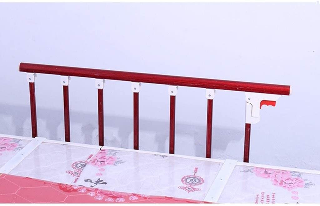 Lato per Anziani Sponde per Letto Adulti Maniglia di Assistenza Ringhiera del Letto Metallo Rosso Venatura del Legno Laterale di Sicurezza Pieghevole Altalena Maniglione Assistenza Domiciliare Letto