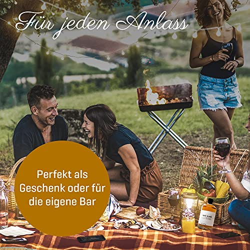 Grafschaft Mark Alte Quetsch Obstbrand Geschenkset 1x 0,7 L & 2x 0,02 L, 40% vol. Alk., edle Holzbox mit Quetschenbrand, Himbeerbrand und Apfelbrand, Obstler im Holzfass gereift, Schnaps Geschenk