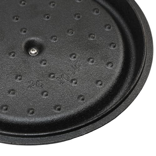 Cast Iron Dutch Oven with Lid and Dual Handles, Non-Stick Dutch Oven Pot, Heavy-Duty, Sturdy Dutch Oven Cookware for Bread Baking, Braising, Stews, Roasting - Black, 26cm - Image 6