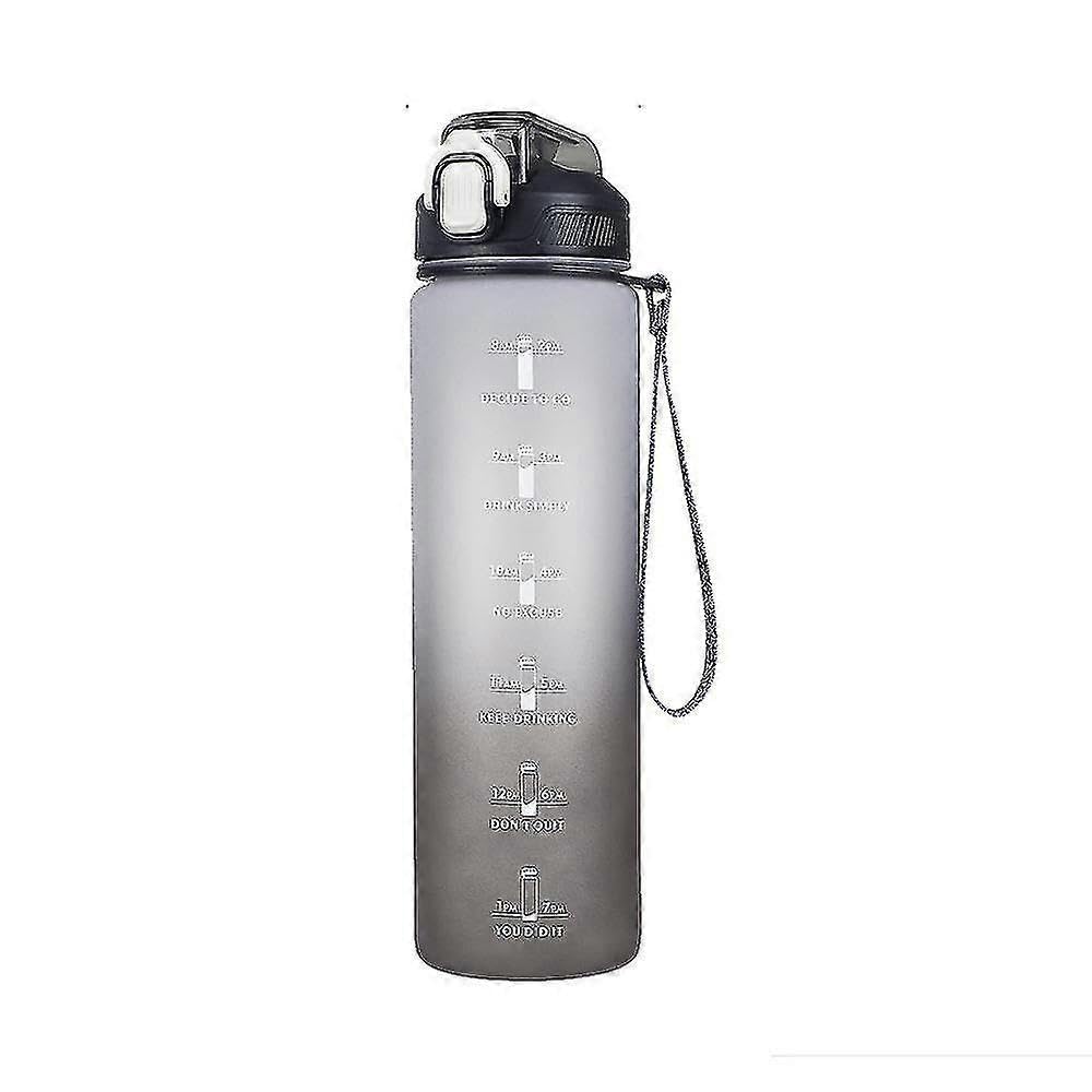 JOYHAPPST Sports Water Bottle With Straw, 1 Litre Motivational Leakproof Water Bottle With Time Markings