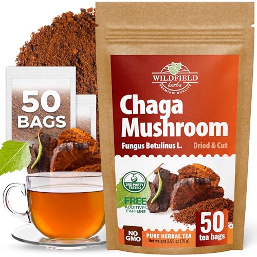 Image of 50 Bags Chaga Tea Chaga Mushroom Tea Herbal (Inonotus Obliquus) - 50 Count 1.5g Bags Herb