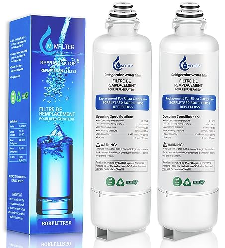 MMFILTER BORPLFTR50 Replacement for Bosch Ultra Clarity Pro Water Filter, Compatible with 11032531 12033030 BORPLFTR55 B36CT80SNS B36CL80ENS REPLFLTR55 RA450022 Refrigerator Water Filter (2-PACK)