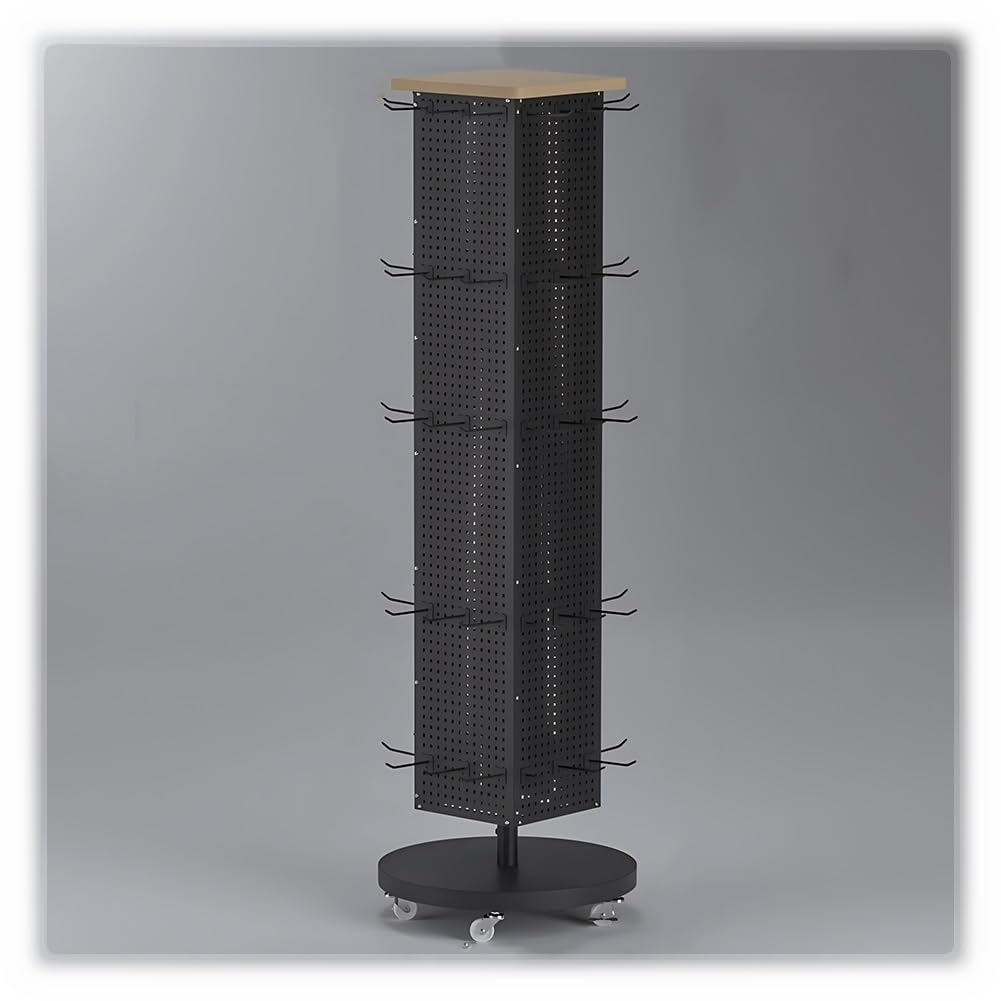 Espositore da Terra a Torre a Quattro Lati, espositore da banco Girevole, con 60 Ganci, per esporre Cuffie, Adesivi, Gioielli, Nero - 145 cm,Black-145 cm