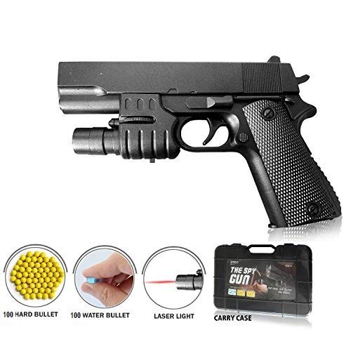 Image of HALO NATION 2in1 Police Pistol BB Bullet Gun Toy - Air Pistol Suitcase Mouser Gun with 6mm Bullets & Water Jelly Bullets - with Laser Target for Kids Glock Mouser Revolver Toy Gun - Black