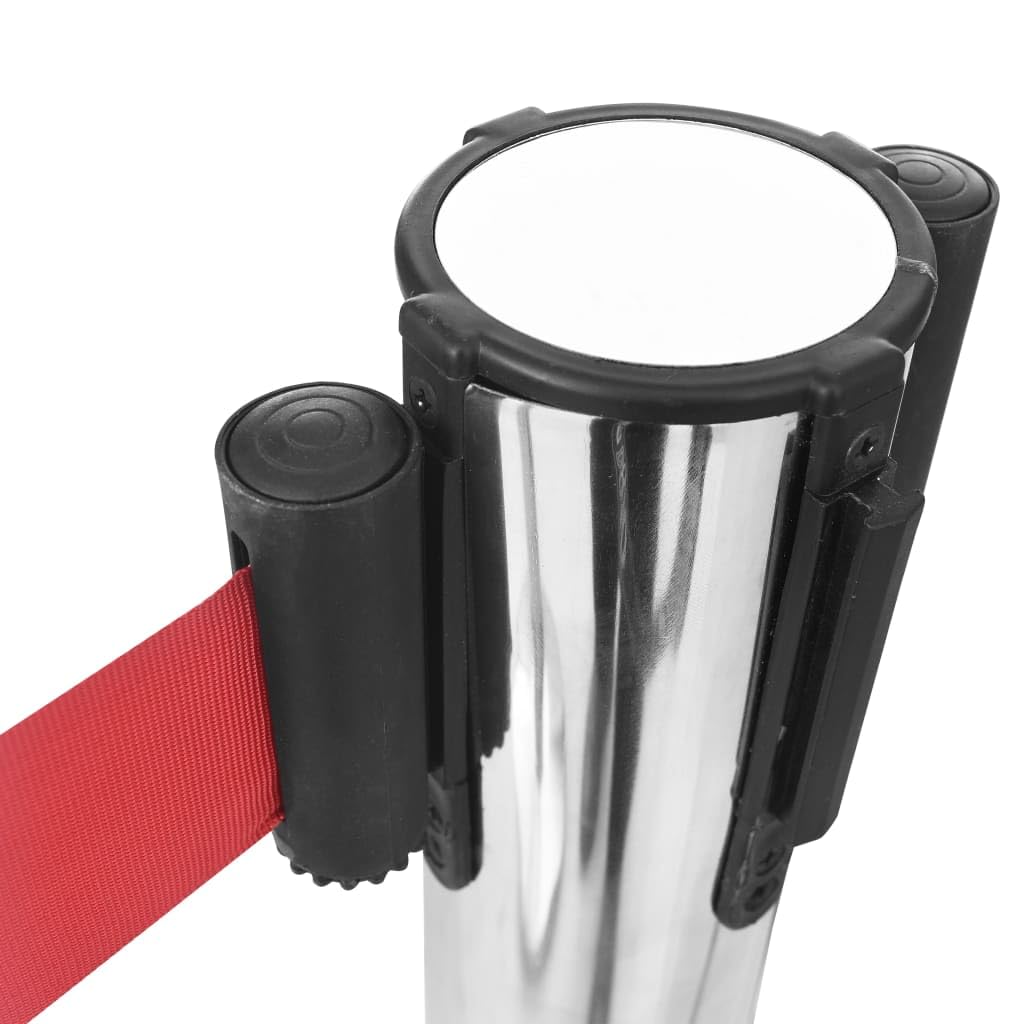 vidaXL Barrera de Cinta Tipo Aeropuerto Acero Plateado Control de Multitudes