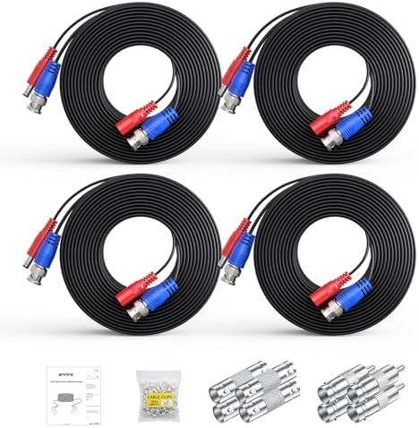 ANNKE 4 Pack 100ft BNC Video Power Cable, Security Camera Cable Wire Cord, BNC Extension Analog Surveillance Camera Cables for Analog CCTV DVR Surveillance System