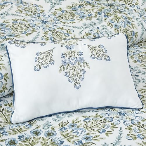 Image of Modern Threads 5-Piece Printed Comforter Set, Matisse King in White Gold - Soft Comforter, 2 Pillow Shams, and 2 Decorative Pillows