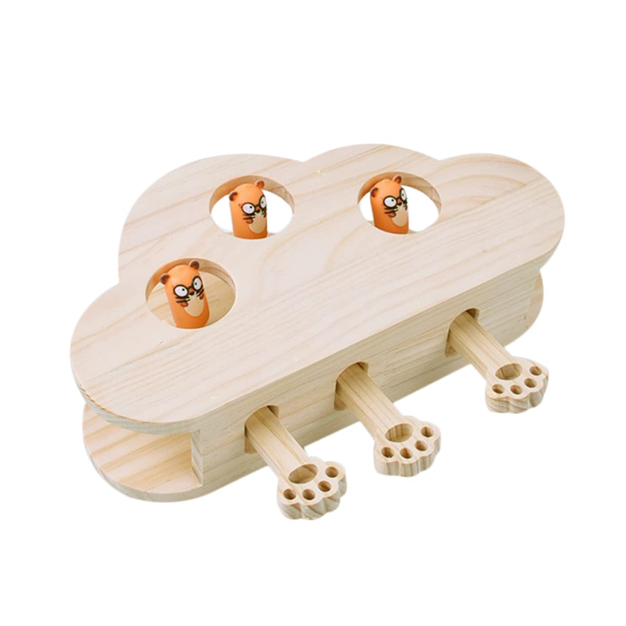 Holz Katzenspielzeug Interaktiv Leicht Langlebig mit Katzenminze Aufbewahrung Lustiges Lernspielzeug für Wohnungskatzen und Kätzchen Kreatives Mäusemotiv für Zufällige Farbe