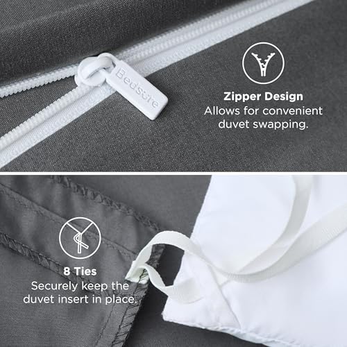 Image of Bedsure Duvet Cover King Size - Only Includes 1 Duvet Cover (104 inchx90 inch), Hotel Luxury Soft Double Brushed All Season Bedding for Kids & Adults, Zipper Closure, Dark Grey (No Comforter, No Pillow Shams)