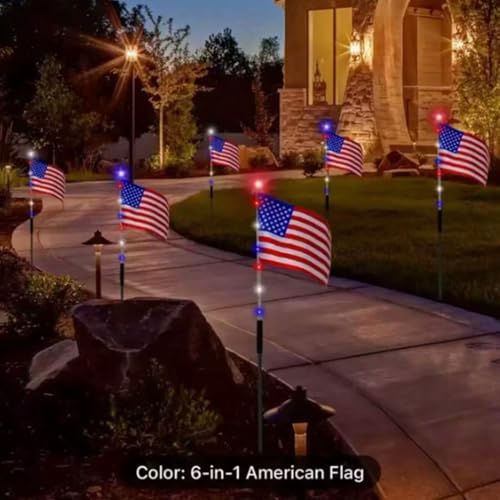 Lumière solaire drapeau américain pour décoration de jardin et allée extérieure