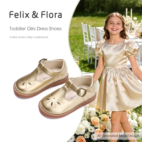 Image of Felix & Flora Toddler Little Girl Princess Dress Shoes-Mary Jane Flats for Girl Party School Shoes