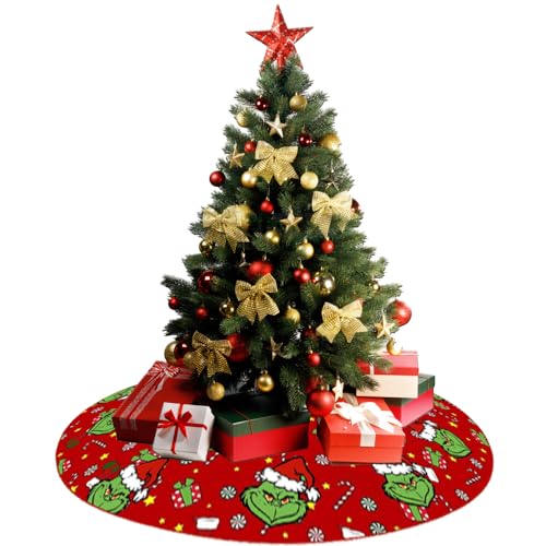 Christmas Tree Skirt 48 Inches Tree Skirts Mats, Large Christmas Decor Mat Tree Decorations for Decor Holiday Party Indoor Outdoor