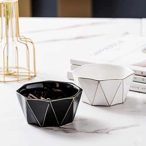 Miniatura 4 de Soporte de clip de papel con línea dorada, dispensador de clips de papel geométrico de cerámica para escritorio, organizador de clips de papel de