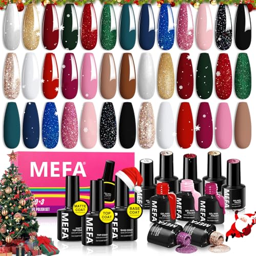 MEFA Smalto Semipermanente Unghie, 23PCS Kit Semipermanente Unghie con Base Coat e Glossy & Matt Top Coat, Smalto per Unghie in Gel UV LED Professionali
