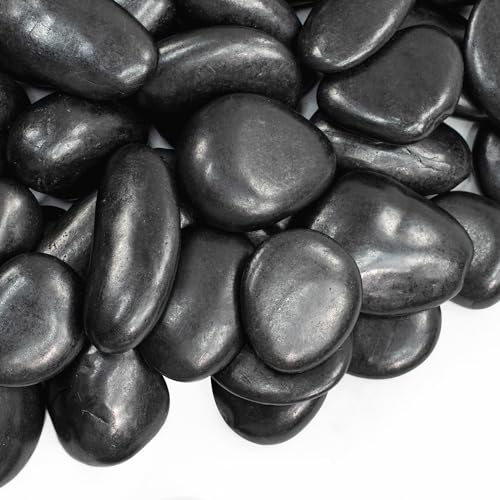 VINICS 5lbs Large Pebbles for Indoor Plants, 2-3 Inch Natural Black River Rocks for Aquarium, High Polished Decorative Stones for Vase Filler Fish Tank Landscaping Garden