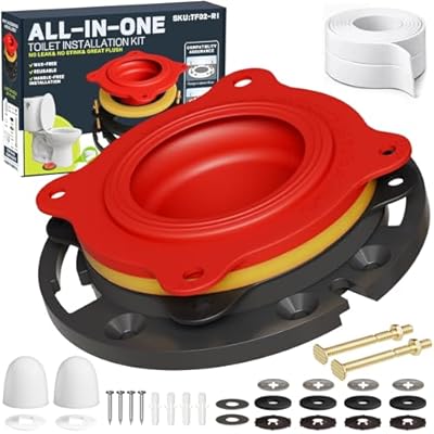 boeemi TF02-RI Toilet Flange Repair Kit with Dual Sealing Protection, Elastic Wax Seal – Universal 3”/4” Toilet Flange Ring Replacement, Waterproof Tape Included