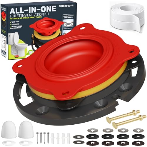 Toilet Flange Repair Kit & Elastic Wax Ring with Caulk Tape Universal Fit