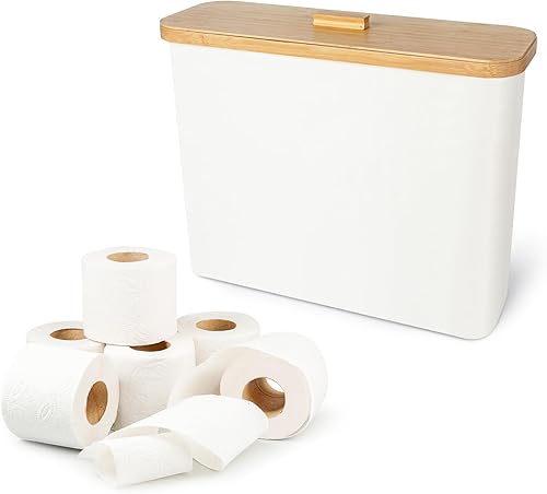 Cesta de almacenamiento de papel higiénico, organizador de papel higiénico para almacenamiento de baño, cesta de bambú para tanque de inodoro,