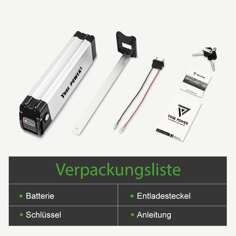 E-Bike Batterie 36V 10,4Ah/14,5Ah/15,6Ah/18,2Ah Fahrrad Li-ion Akku mit Ladegerät für 250W-1000W Motor MiFa, Rex, Prophete, Aldi, XH370-10J, Zhenlong/ZL1010-F