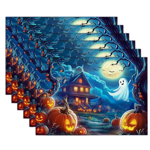 Sets de table Halloween 30 x 45 cm lavables motif citrouille pour table cuisine - 3