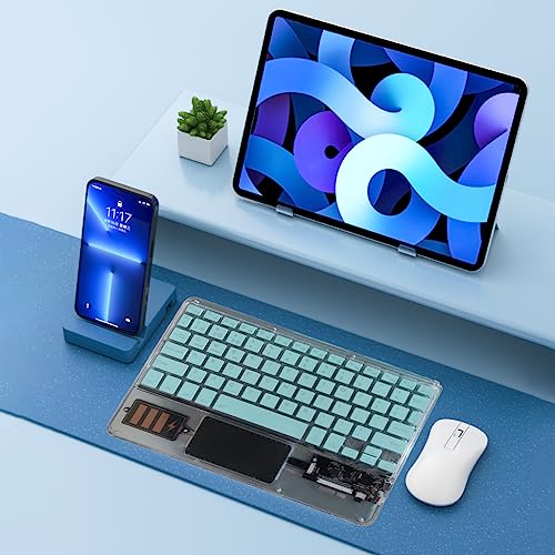 Image of TECPHILE Universal Z33 Wireless Keyboard with Touchpad & Backlit for iPad, Samsung Tab, Computer | Multi Device Con¬nection, Transparent Look, Rechargeable