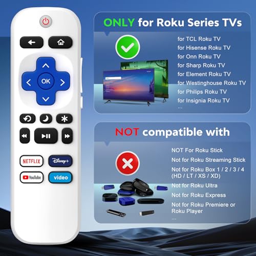 Image of (Pack of 2) Remote Control Only for TCL Onn Hisense Sharp Philips Westinghouse Insignia Element TLC Roku Smart TV Ruko Ruku Roko Remotes Replacement-1 Year Warranty