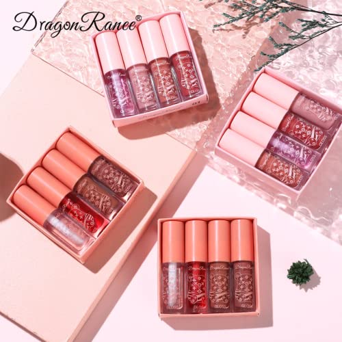 4Packs Lip Oil and Lip Gloss Set, Lip Oil Hydrating Non-sticky Lip Glow Oil Tinted Clear Lip Plumper Moisturizing Lipgloss Set Gift For Women and Teenage Girl (01) - Image 8