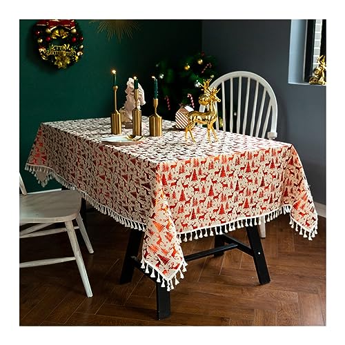 Nappe rouge rectangulaire en lin de qualité supérieure pour décoration de table chic