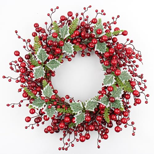 JINGHONG Artificial Christmas Wreath 20 Inch Christmas Wreaths for Front