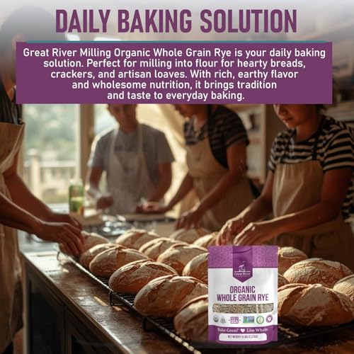 Image of Great River Milling Organic Whole Grain Rye Berries | High-Fiber, Nutrient-Rich Ancient Grain | Non-GMO, Kosher | Ideal for Baking, Sourdough, Salads, Pilaf & Soups | 5 Lb
