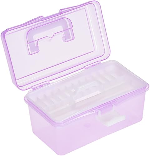 Miniatura 3 de Caja organizadora de arte, caja de almacenamiento de arte de plástico transparente, suministros de pintura al óleo de acuarela, estuche multiusos