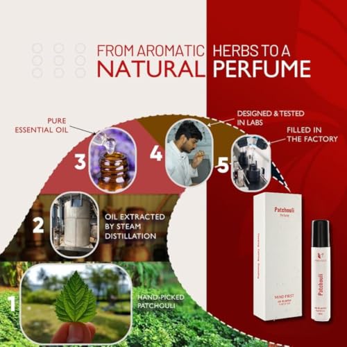 Image of Mind First Patchouli Perfume 15ml made with Essential Oils | Natural Perfum without chemical I Sensual Luxury Eau De Parfum | Stress relief & Alertness Booster Fragrance | A Sensory Treat Long-Lasting Perfume for Man & Women I Best Gifts for Woman , Man , Girls