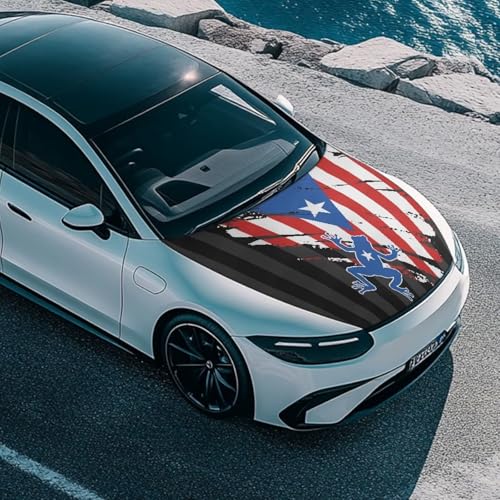 Image of Renewold Car Hood Covers Hood Cover Protector for Cars Puerto Rico Flag Coqui Frog Daily Holiday Wrap Blanket Women Men Automotive Exterior Accessories Decor for Most Sedan Small SUV Truck
